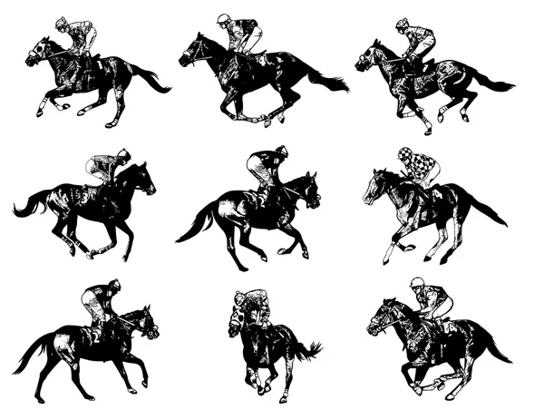 Carreras de caballos y jinetes ilustración — Archivo Imágenes Vectoriales