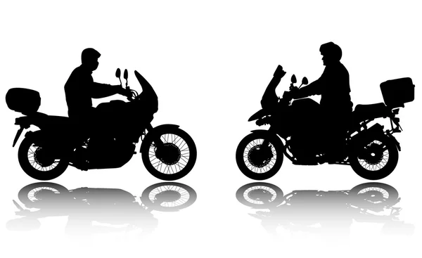 Motociclistas siluetas ilustración — Vector de stock