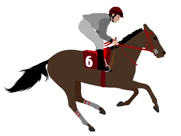 Jockey equitación carrera caballo ilustración 4 — Vector de stock