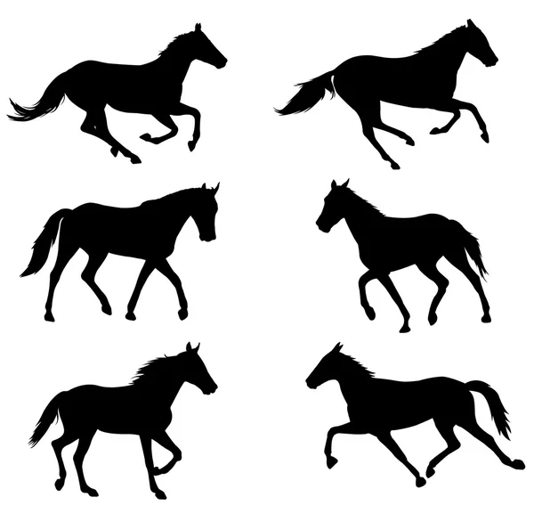 Chevaux silhouettes collection — Image vectorielle