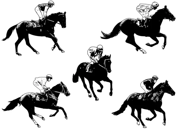Persone equitazione cavalli illustrazione — Vettoriale Stock