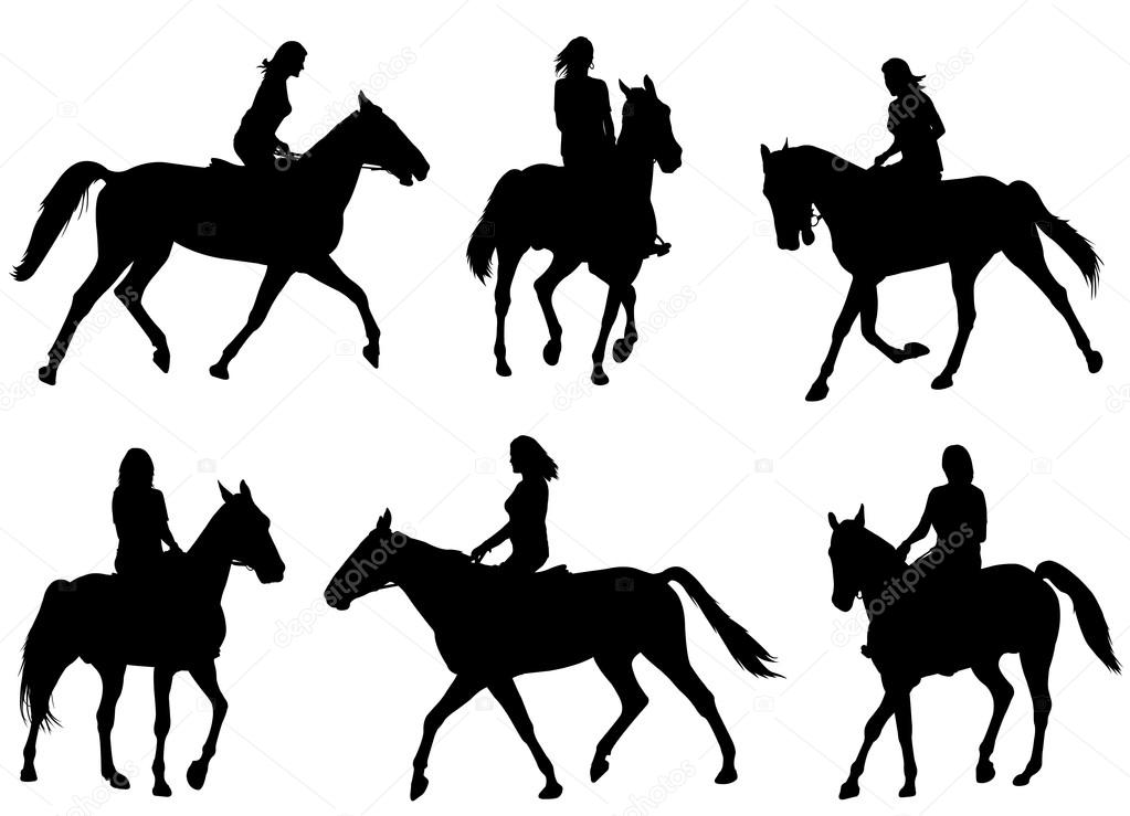 woman riding horse silhouettes