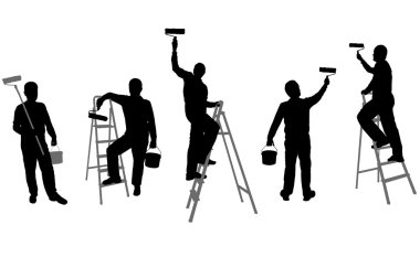 house painters silhouettes clipart