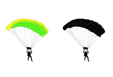 Skydiver siluet ve illüstrasyon