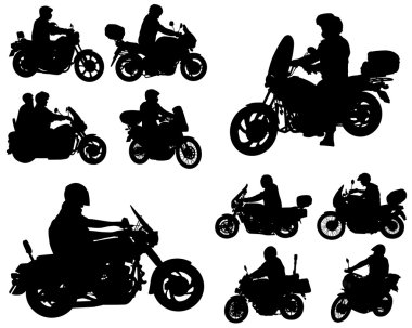 Motosikletçiler siluetleri koleksiyonu
