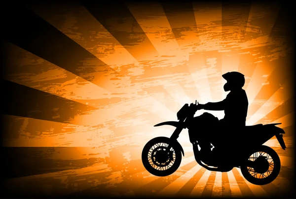Motocycliste sur le fond abstrait — Image vectorielle