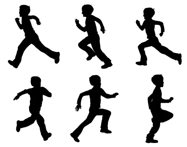 Kid running silhouettes Stock Vector