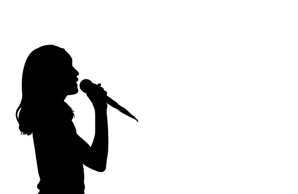 Girl singing silhouette — Stock Vector