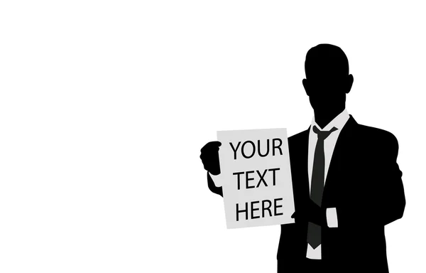 Business man holding paper with space for your text — стоковый вектор