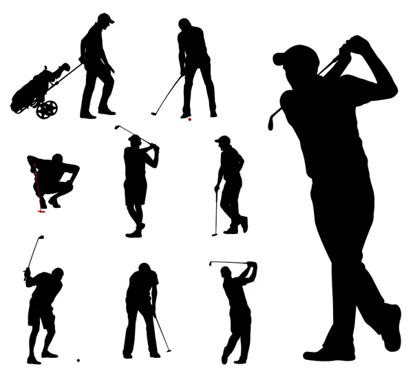 Συλλογή σιλουέτες παίχτης του γκολφ — Διανυσματικό Αρχείο