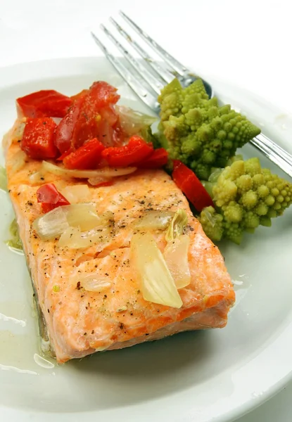 Steamed salmon — Stock Photo, Image
