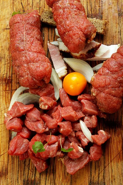 Raw beef roll stuffed — Stock Photo, Image