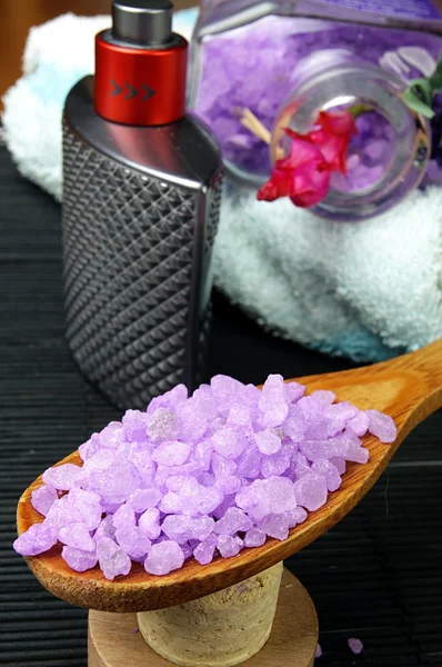 Bath salt with lavender Stock Picture