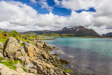 Lofoten Adaları Norveç'te güzel manzara