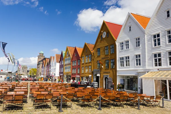 Hermosa vista de los edificios históricos de Bryggen en Bergen, Noruega — Foto de Stock