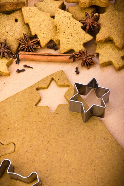 Baking ingredients for Christmas cookies and gingerbread — Stock Photo, Image