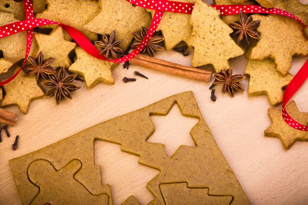 Baking ingredients for Christmas cookies and gingerbread — Stock Photo, Image