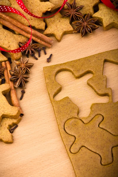Baking ingredients for Christmas cookies and gingerbread — Stock Photo, Image