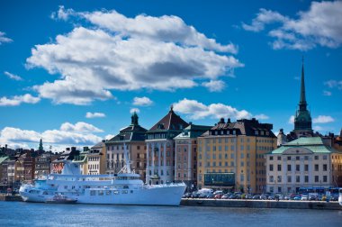 bir görünümünü gamla stan ortaçağa Stokholm şehir