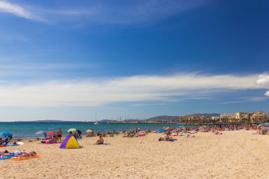Güzel manzara Platja de Palma de Mallorca, Baleares, İspanya