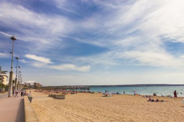Güzel manzara Platja de Palma de Mallorca, Baleares, İspanya