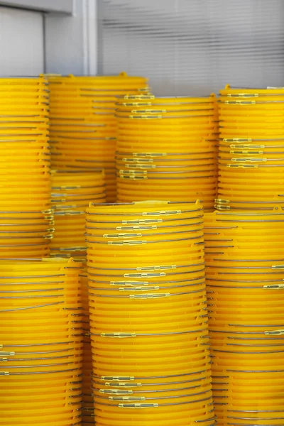 Yellow Plastic Buckets — Stock Photo, Image