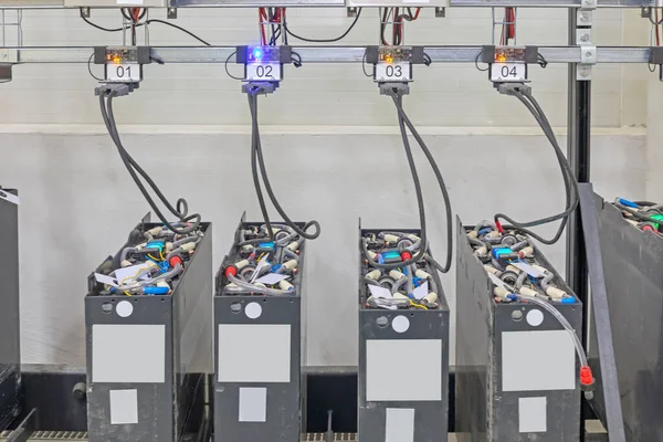 Industrial Chargin Station Lead Acid Forklift Batteries — Stock Photo, Image