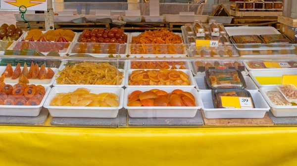 Traditioneel Gekonfijte Fruitsnoepjes Markt Frankrijk — Stockfoto