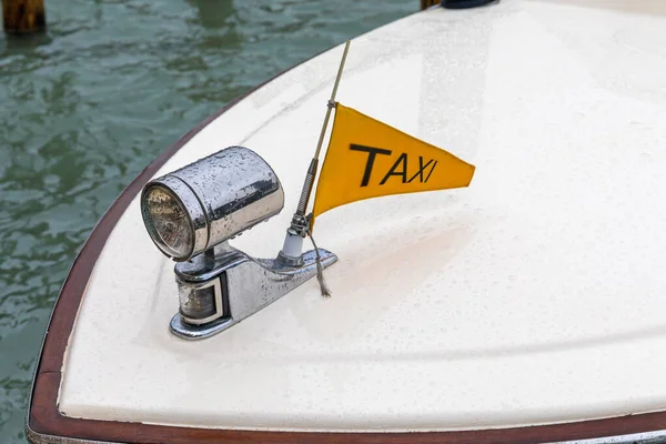 Teken Taxi Vlag Boot Venetië Italië — Stockfoto