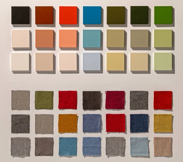 Painel Madeira Amostras Cor Têxtil Para Móveis — Fotografia de Stock