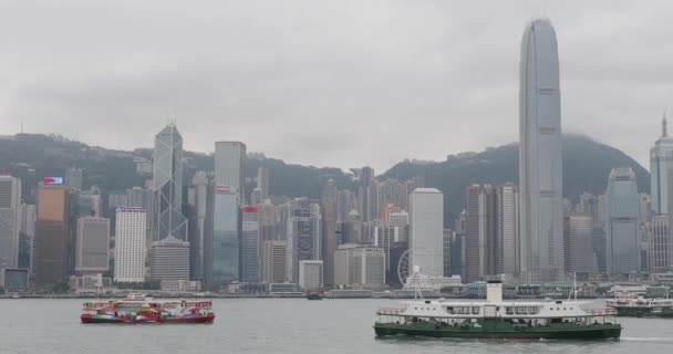 Hongkong Kina April 2017 Star Ferry Och Annons Red Livery — Stockvideo