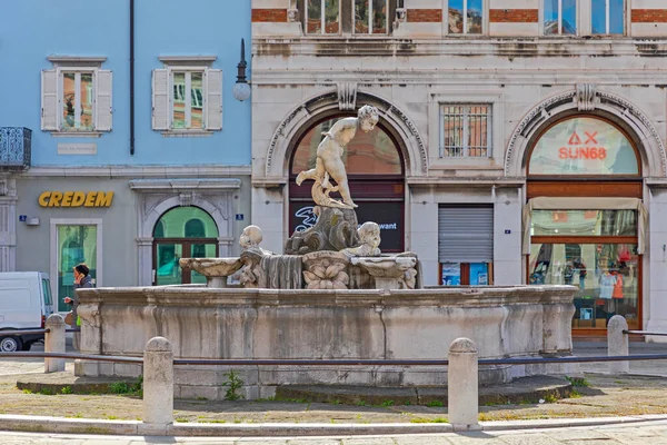 Trieste Italia Marzo 2020 Fountain Giovannin Ponterosso Landmark City Square — Foto de Stock