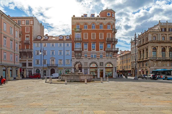 Trieste Italy March 2020 Fountain Giovannin Ponterosso Landmark City Square — Stock Photo, Image