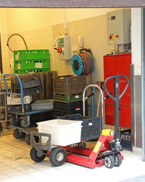 Carro Muñeca Del Gato Plataforma Con Las Cajas Almacenaje Cuarto —  Fotos de Stock