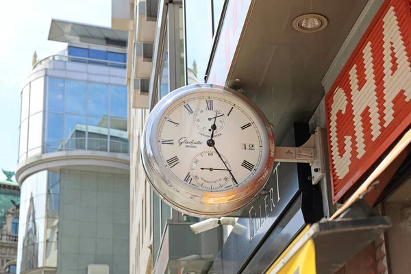 Βιέννη Αυστρία Ιουλίου 2015 Glashutte Original Clock Sign Store Front — Φωτογραφία Αρχείου