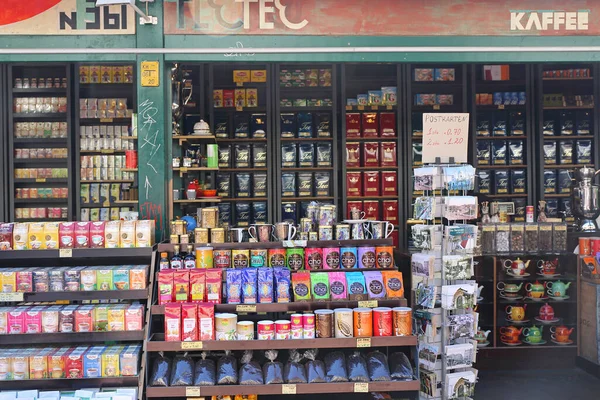 Vienna Austria July 2015 Coffee Chai Souvenir Shop Naschmarkt Wien — Stock Photo, Image