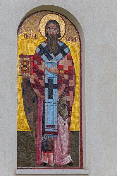 Βελιγράδι Σερβία Μαΐου 2019 Τοιχογραφία Αγίου Σάββα Στη Μονή Ρακόβιτσα — Φωτογραφία Αρχείου