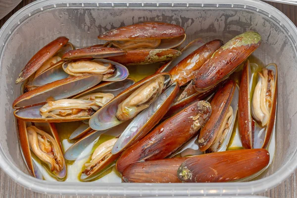 Lithophaga Date Shell Mussel Cooked Box — Stock Photo, Image