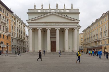 Trieste, İtalya - 12 Ocak 2017: San Antonio Nuovo Kilisesi Trieste, İtalya 'da Kış Günü.