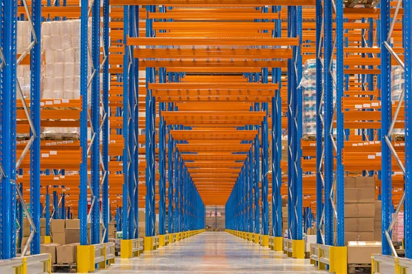 Korridor Sätt Hyllsystem Distribution Warehouse — Stockfoto