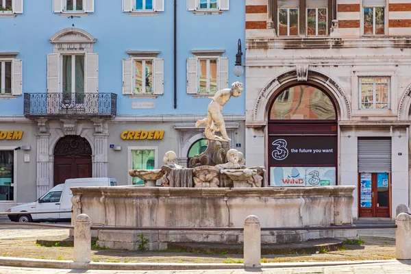 Trieste Italy March 2020 Fountain Giovannin Ponterosso Landmark City Square — Stock Photo, Image