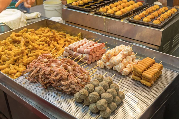 Frittierte Spieße Fast Food Hongkong — Stockfoto