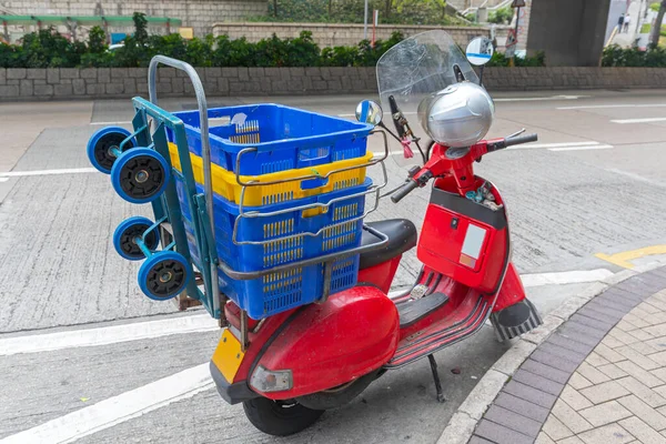 Caixas Carrinho Scooter Entrega Hong Kong — Fotografia de Stock