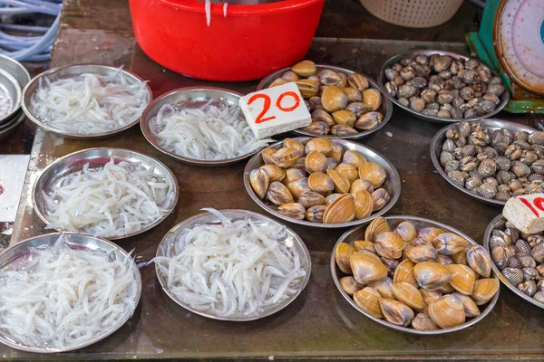 Tálca Tenger Gyümölcsei Hongkongi Halpiacon — Stock Fotó