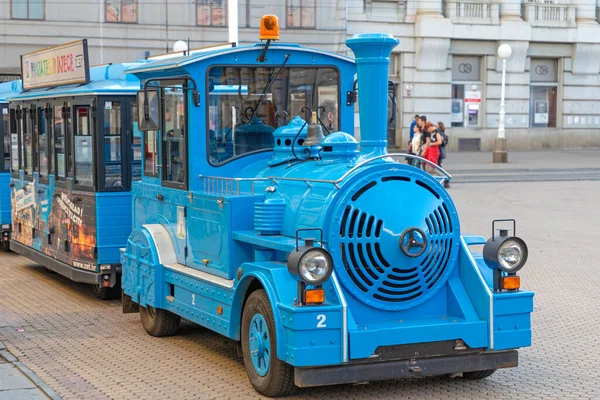 Zagreb Croatia November 2019 Blue Train Locomotive Vehicle Tourist Sightseeing — Stock Photo, Image