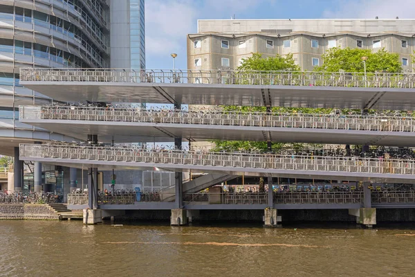 Estacionamiento Varias Plantas Para Bicicletas Ámsterdam —  Fotos de Stock