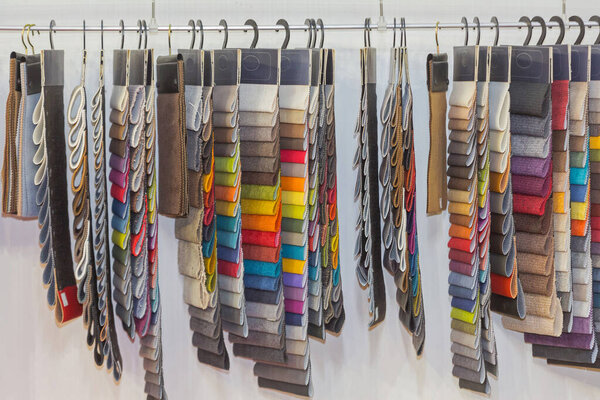 Colour Samples Fashion Textile Material Hanging at Rails