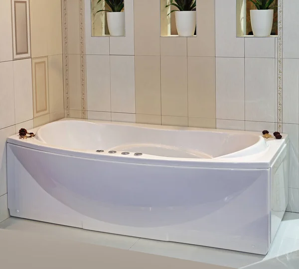 Vasca Bagno Moderna Con Controlli Spa Bagno — Foto Stock