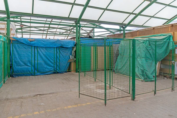 Empty Space Market Stall Booth Covered Tarp — Stock Photo, Image