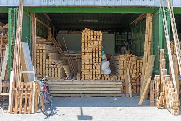 Wood Planks Material Storage Construction Lumber Warehouse — Stock Photo, Image